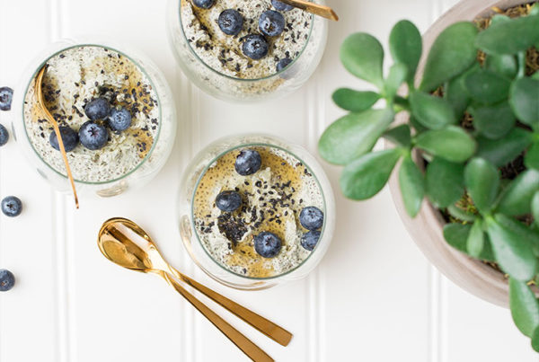 Four Bowls of Blueberry Overnight Oats