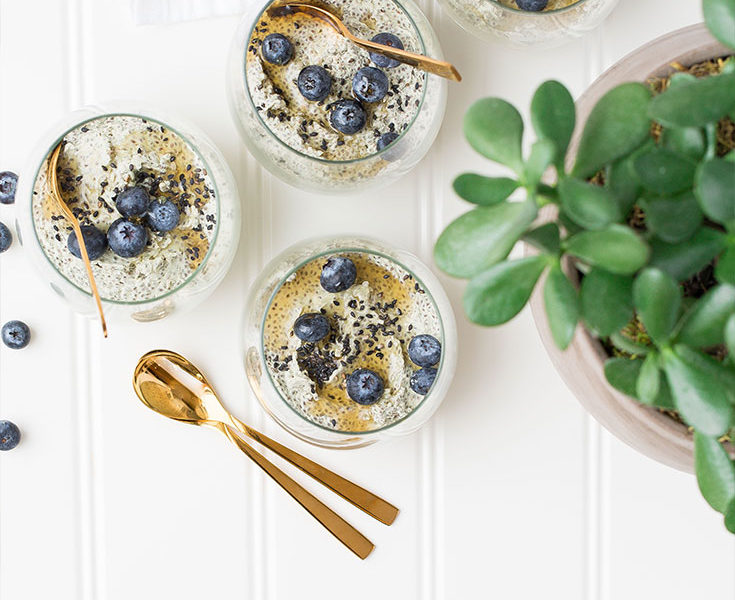 Four Bowls of Blueberry Overnight Oats
