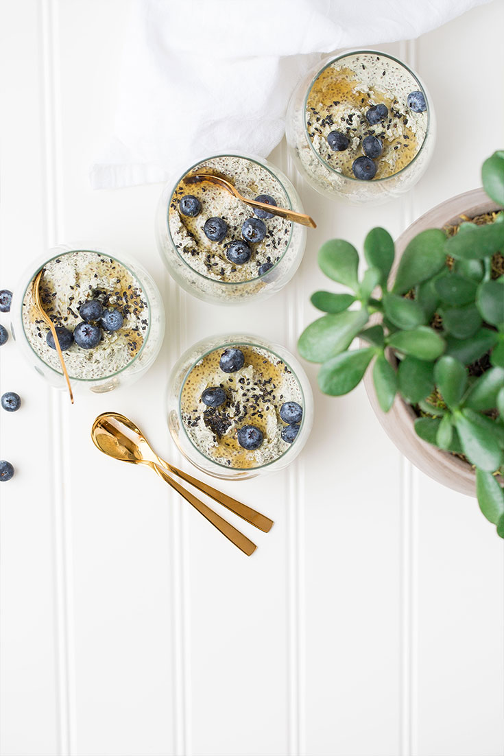 Four Bowls of Blueberry Overnight Oats