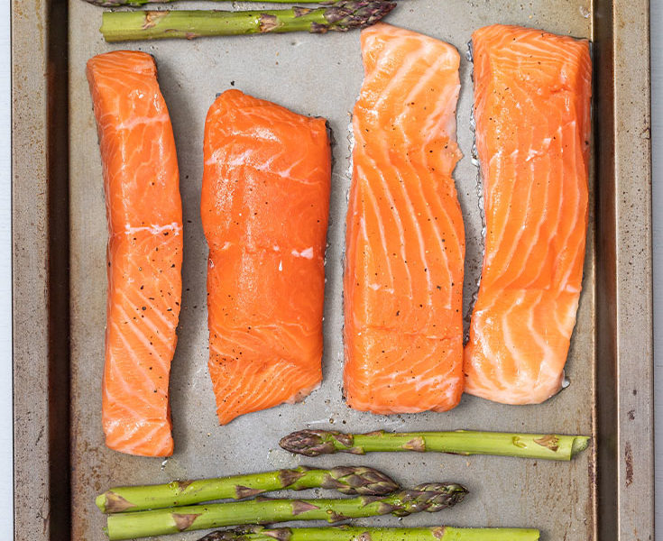 Pan of Seasoned Salmon & Asparagus